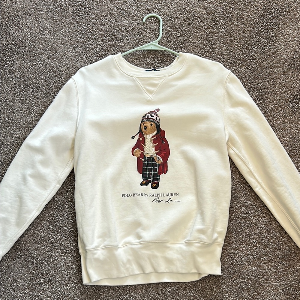 Ralph Lauren White Sweater with Polo Bear